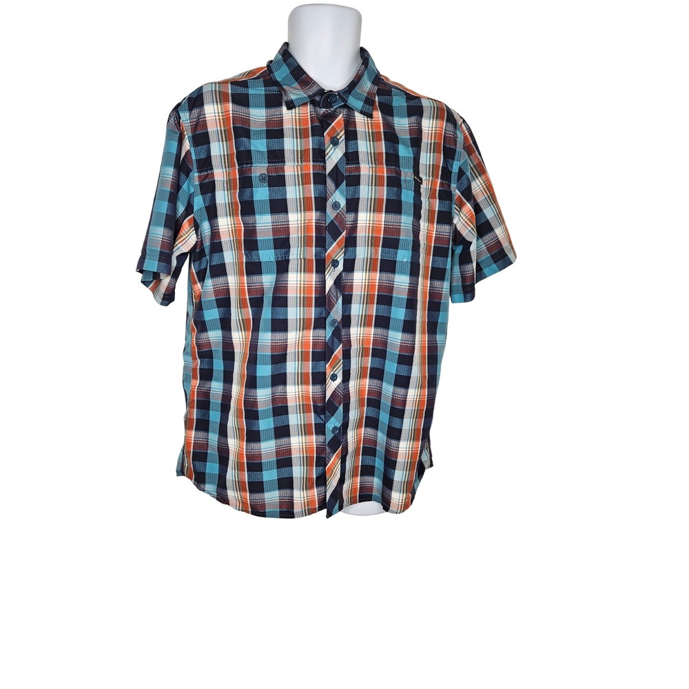 Eddie Bauer Mens L Button Up Shirt Short‎ Sleeve Plaid Casual Outdoor